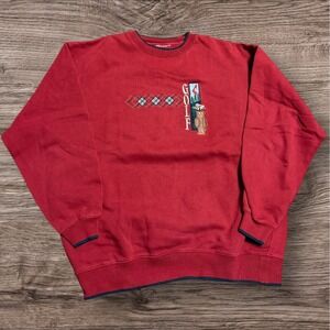 MC Sport Sweatshirt Mens Xl Red Golf Embroidered Graphic Crewneck Pullover